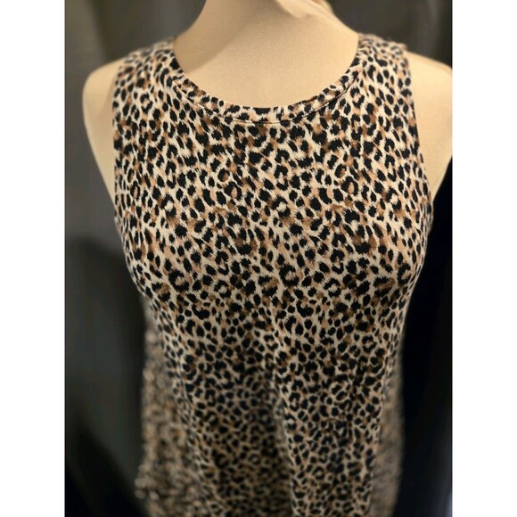 Old Navy Luxe Stretch Sleeveless Animal Print Black Brown Tank Top Tunic, Size S - Picture 2 of 5